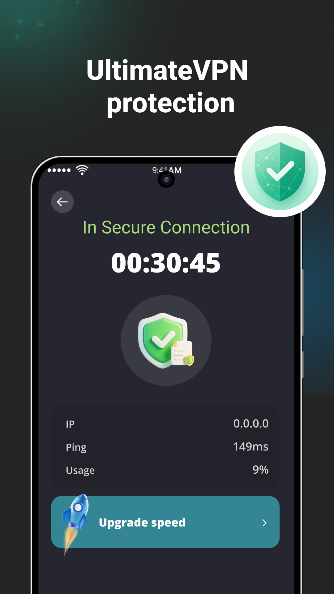 Secure VPN protection screen